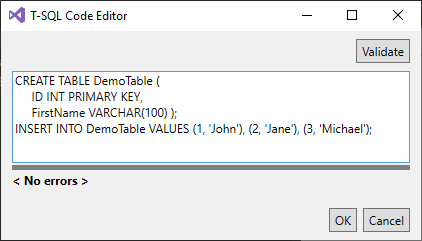 Code Editor dialog