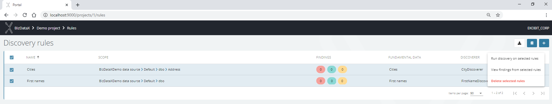 Starting sensitive data discovery