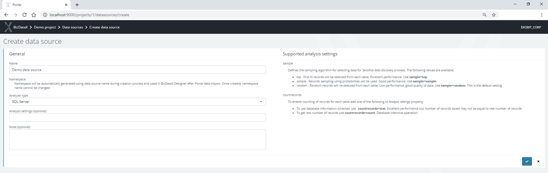 Create data source