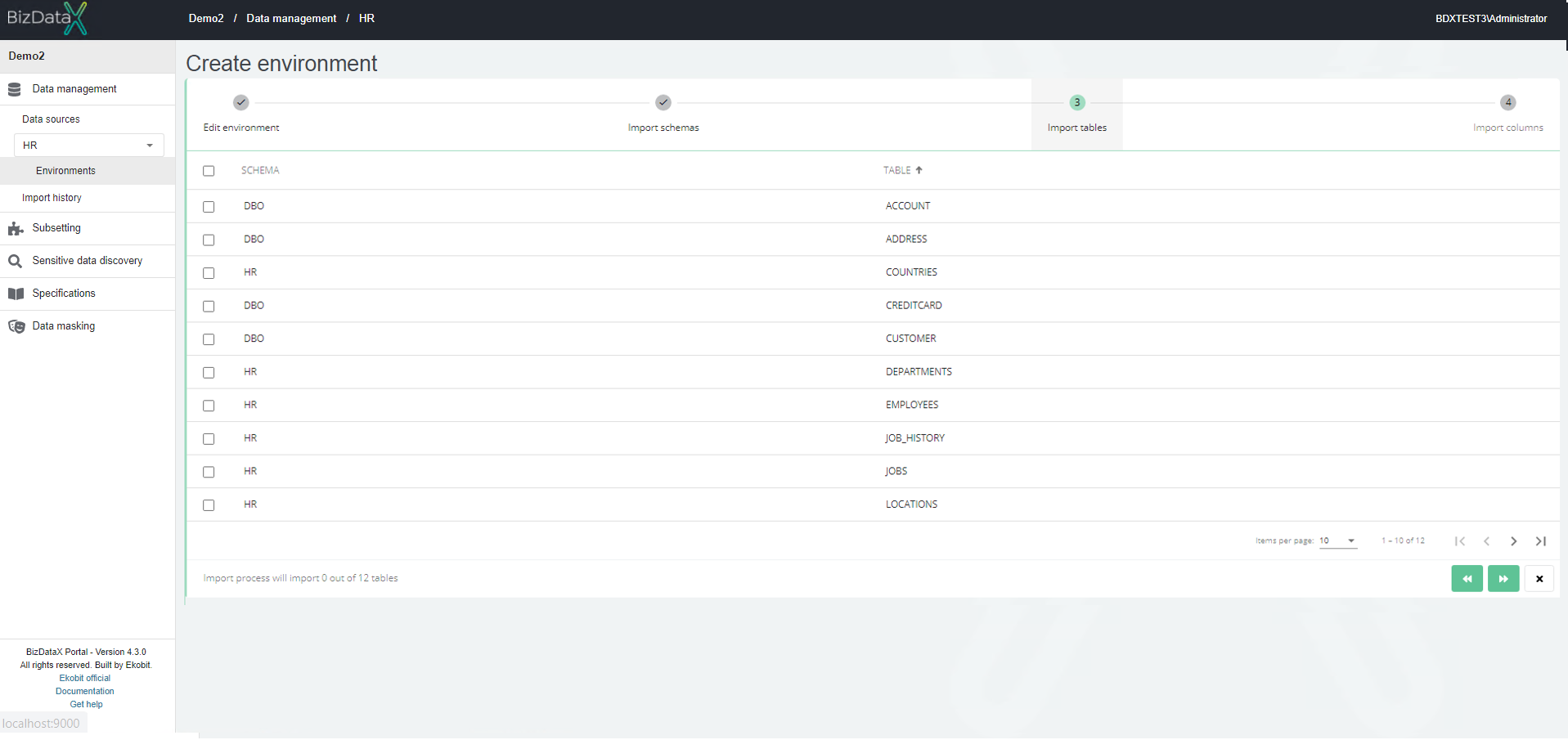 Importing tables