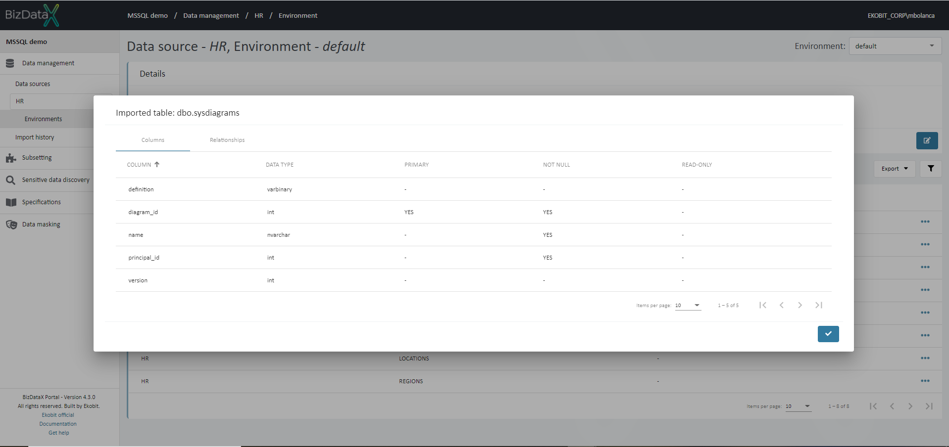 Environment metadata