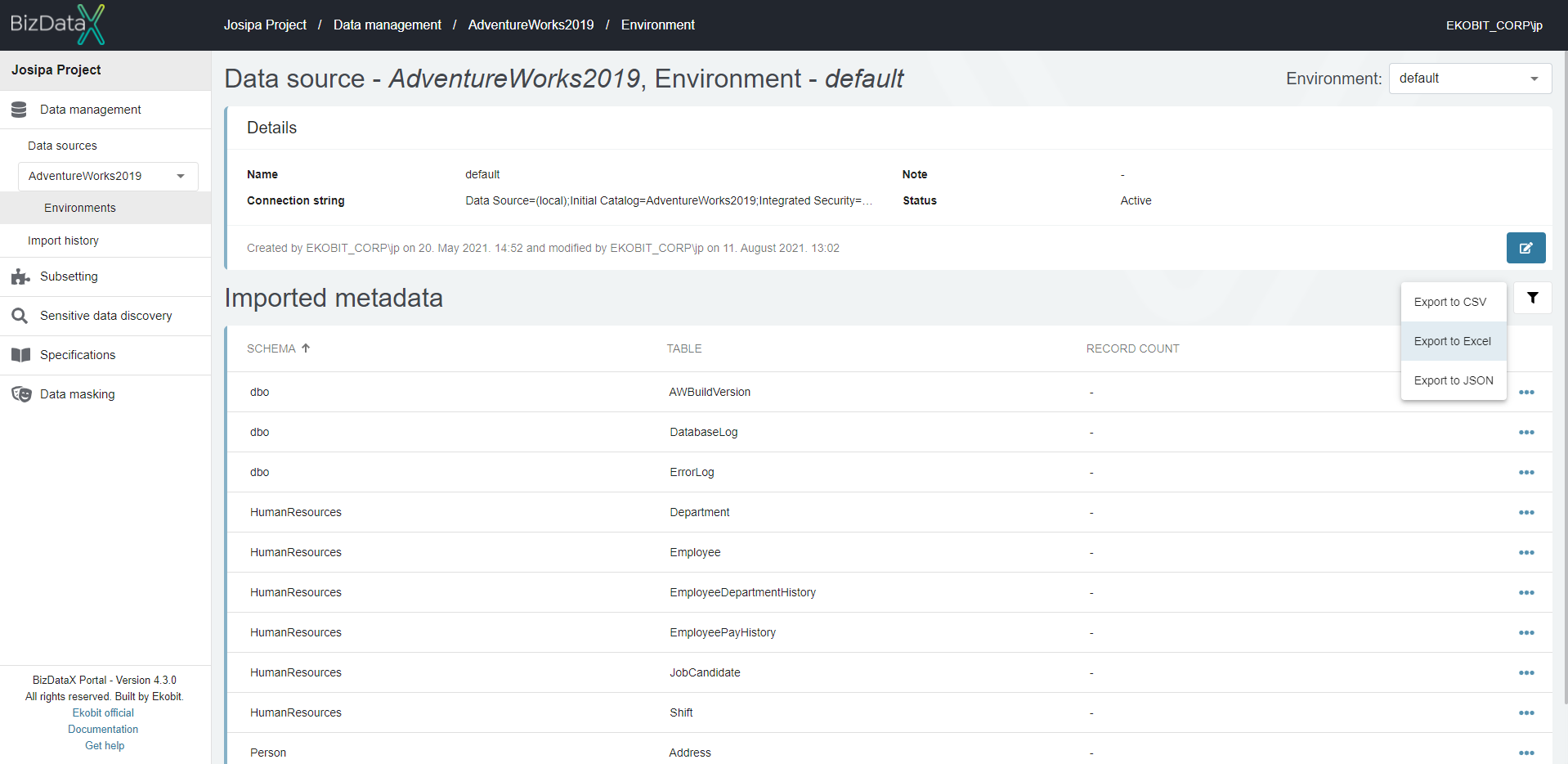 Reporting - export imported metadata