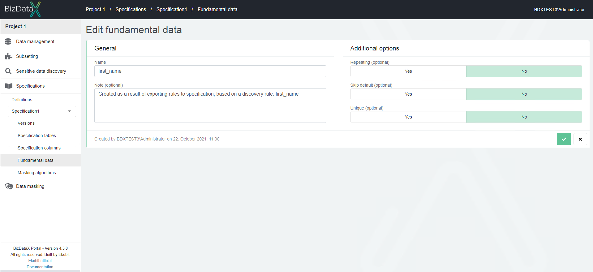 Edit fundamental data