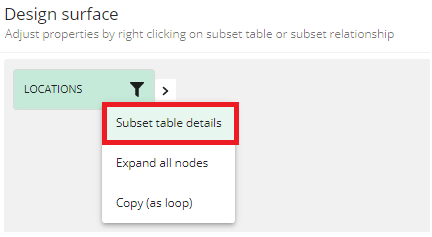 Subset Table Details