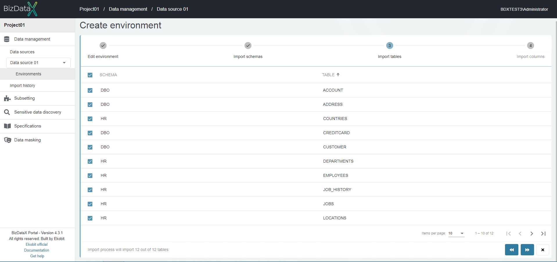 Import tables