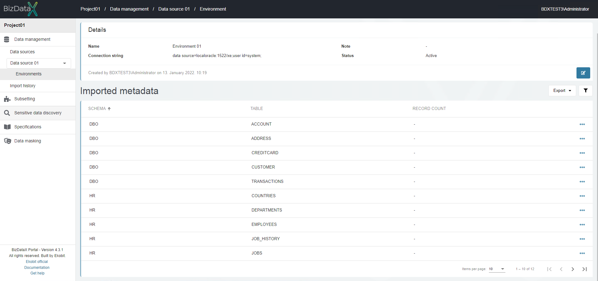 Imported metadata