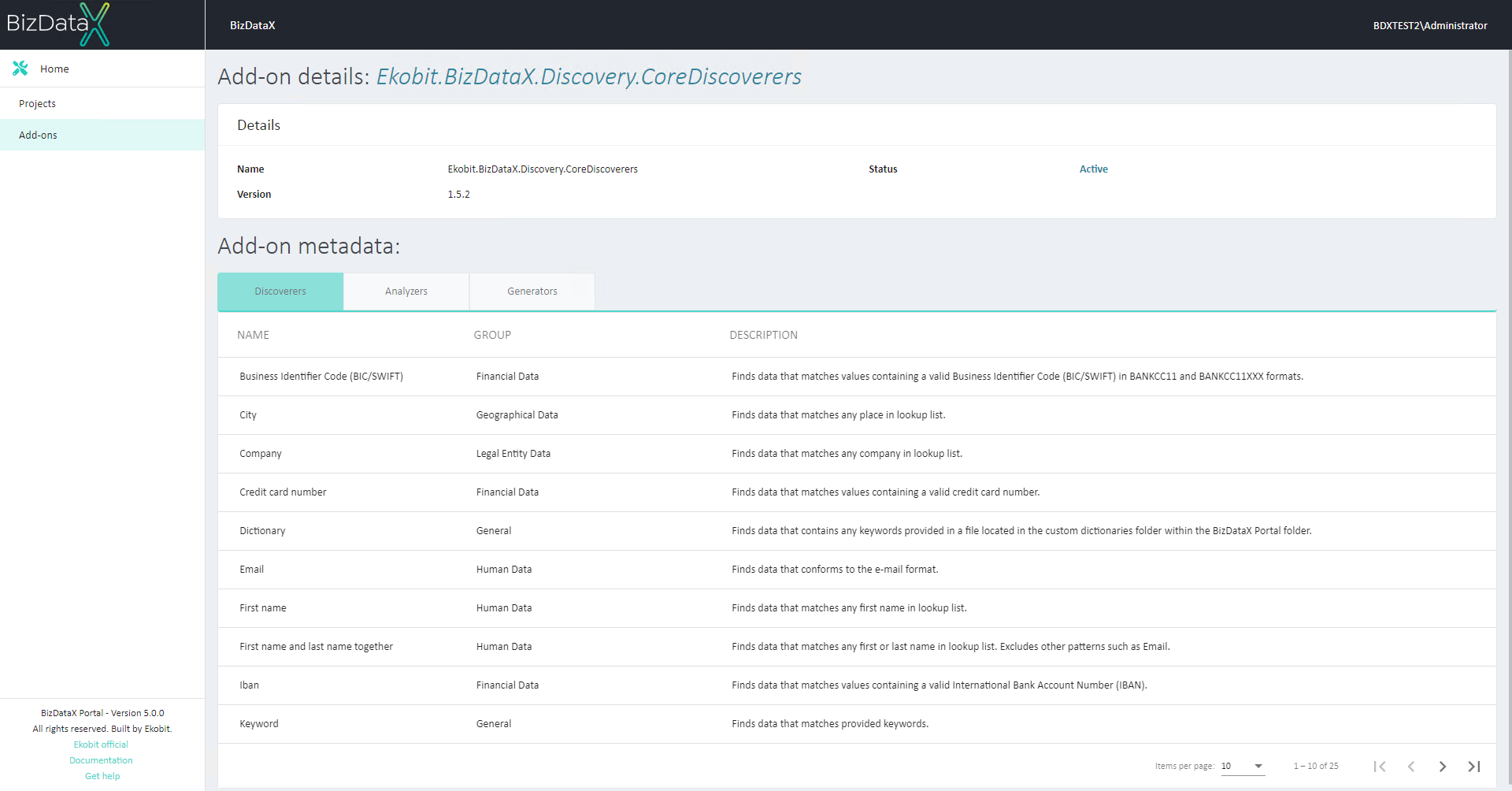 View Add-on details - Discoverers