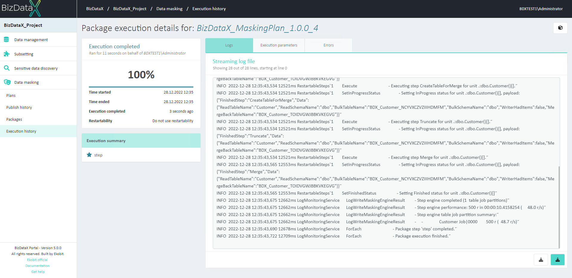 Package execution details