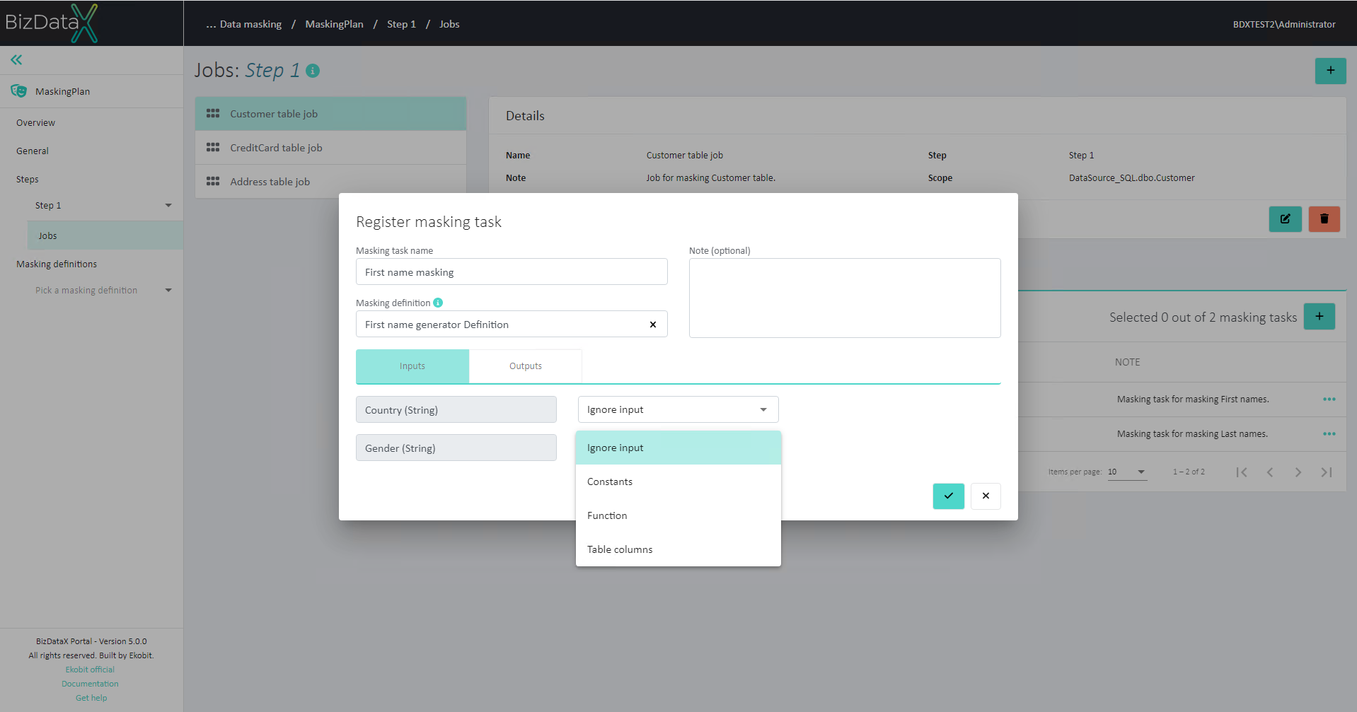 Register Masking task