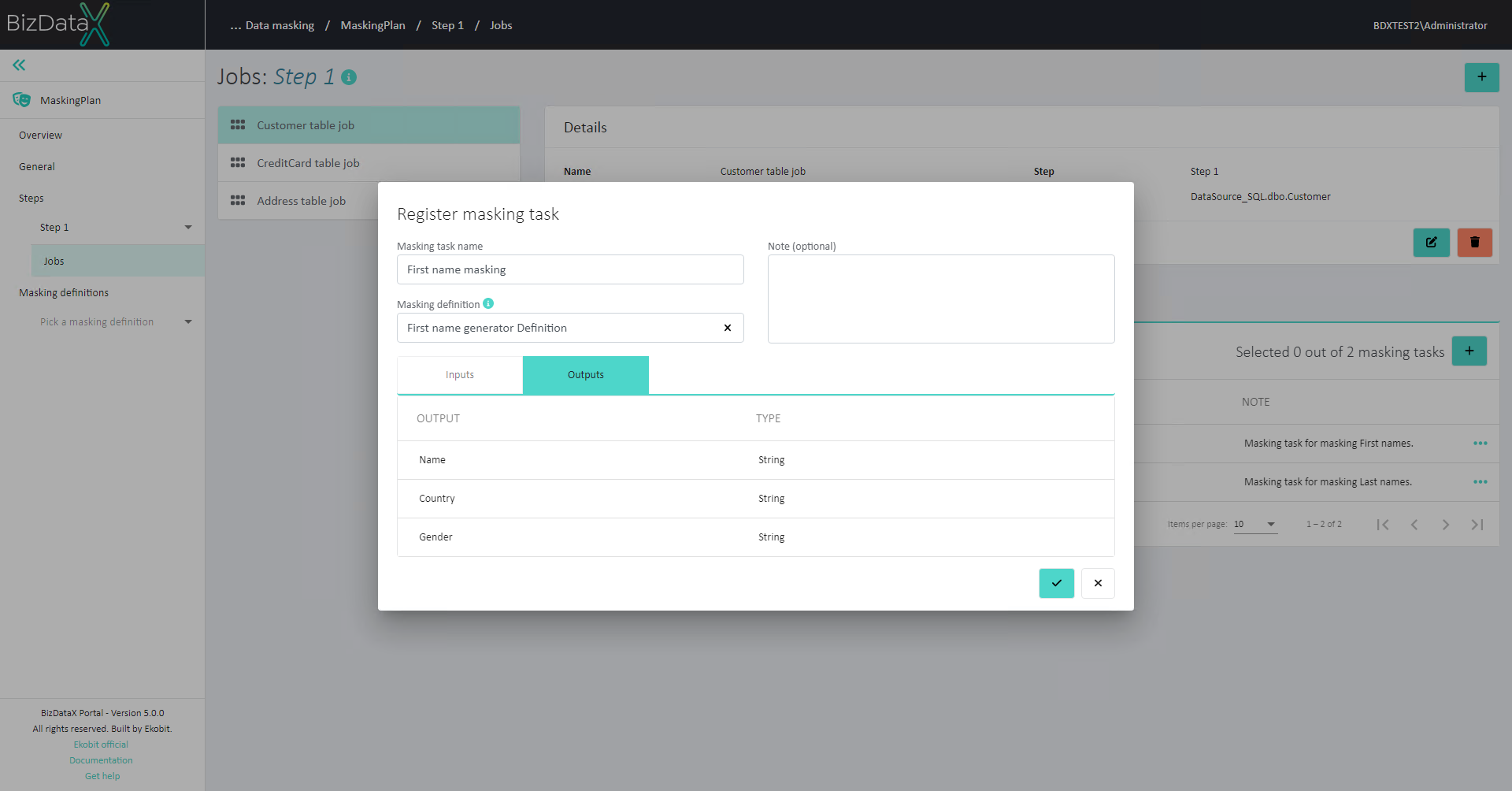 Register Masking task