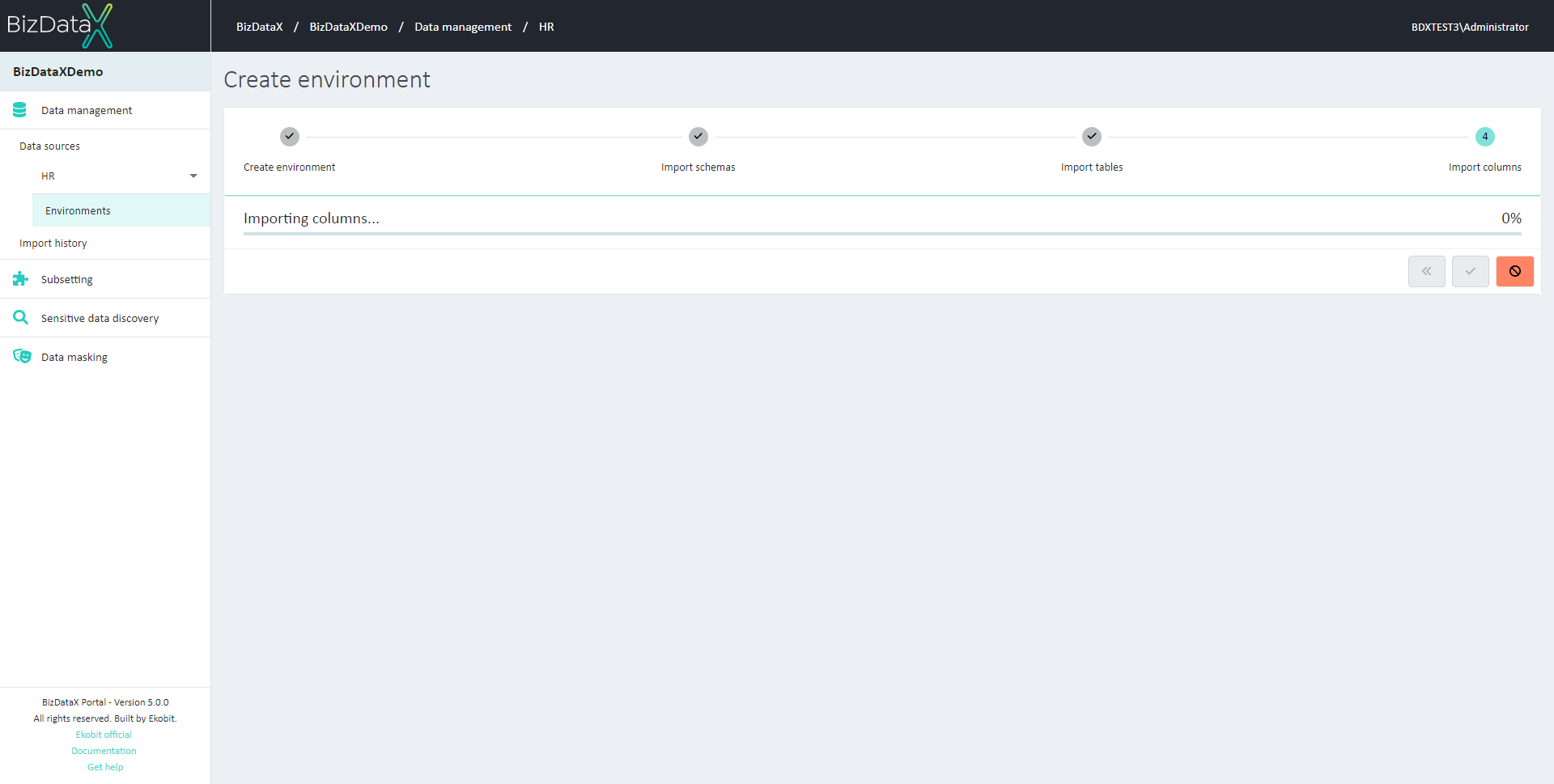 Track the progress of importing columns