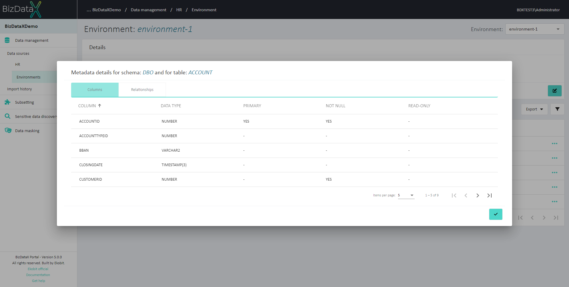 Environment metadata