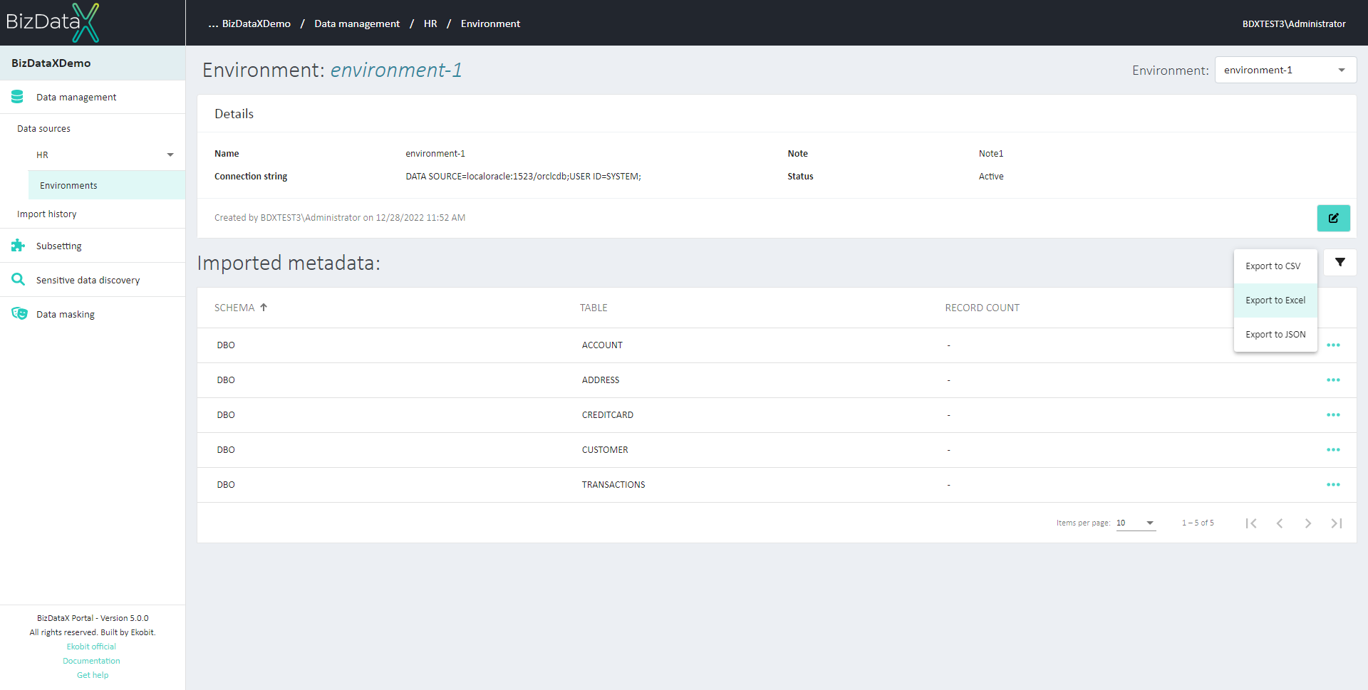 Reporting - export imported metadata