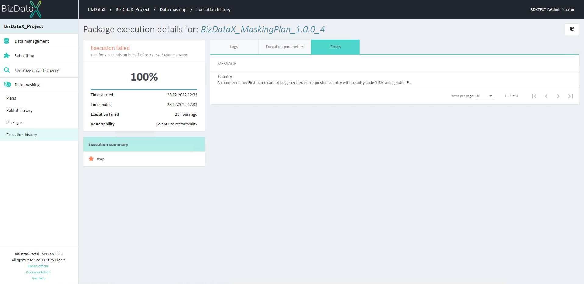 Package execution process errors