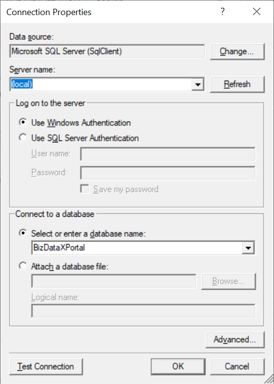 Change database connection