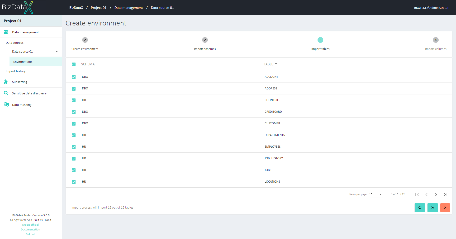 Import tables