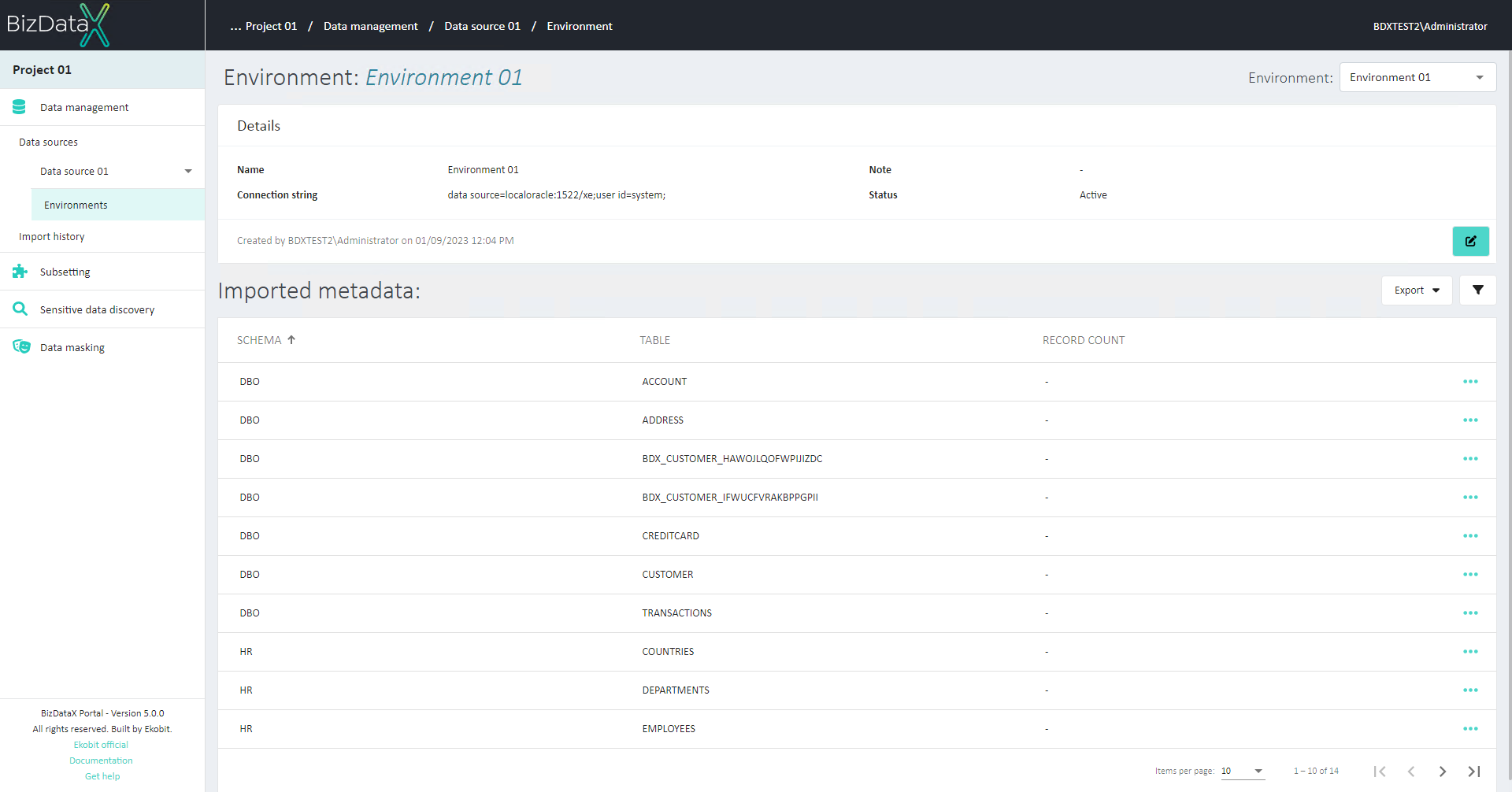 Imported metadata